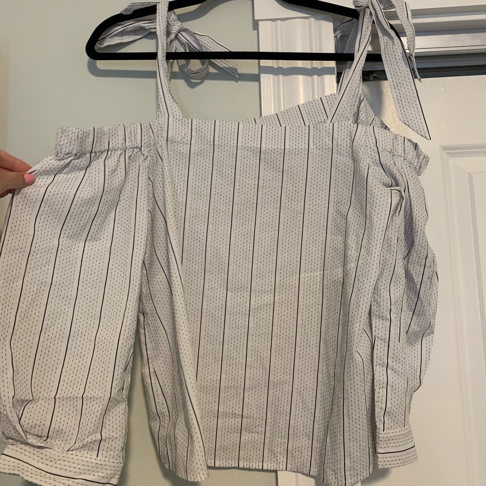 Off the shoulder top with tie straps